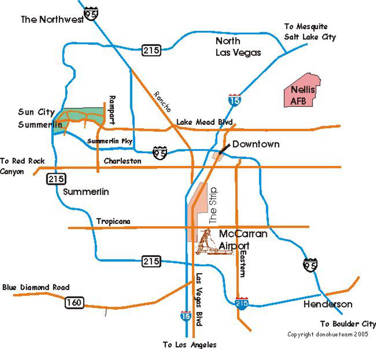 Las Vegas map showing Sun City Summerlin